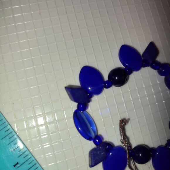Sapphire Blue Bracelet Small Hand Wrist Cobalt Handmade Hand Crafted - Picture 2 of 5